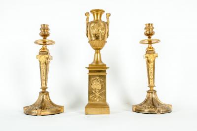 Mid 19th Century Gilt Bronze Three Piece Garniture Set