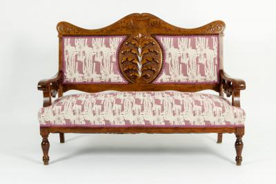 Mid 19th Century Hand Carved Mahogany Victorian Style Settee
