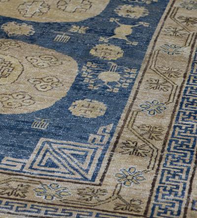 Mid 19th Century Handwoven Antique Wool Khotan Rug