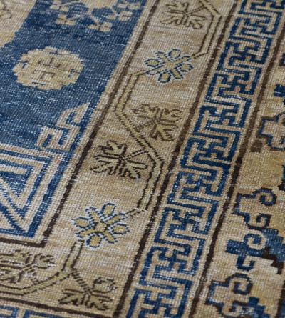 Mid 19th Century Handwoven Antique Wool Khotan Rug