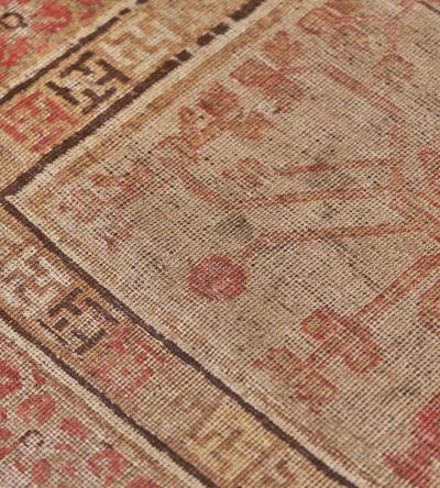 Mid 19th Century Handwoven Wool Vintage Khotan Rug