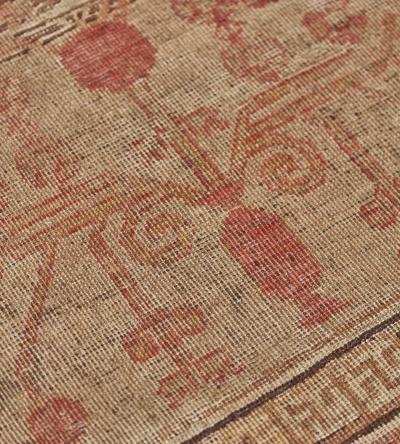 Mid 19th Century Handwoven Wool Vintage Khotan Rug