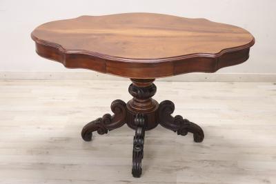 Mid 19th Century Italian Louis Philippe Antique Walnut Pedestal Table