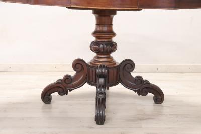 Mid 19th Century Italian Louis Philippe Antique Walnut Pedestal Table