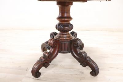 Mid 19th Century Italian Louis Philippe Antique Walnut Pedestal Table