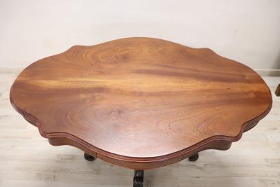 Mid 19th Century Italian Louis Philippe Antique Walnut Pedestal Table
