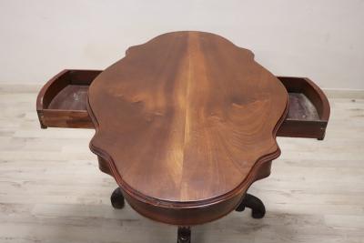 Mid 19th Century Italian Louis Philippe Antique Walnut Pedestal Table