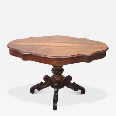 Mid 19th Century Italian Louis Philippe Antique Walnut Pedestal Table