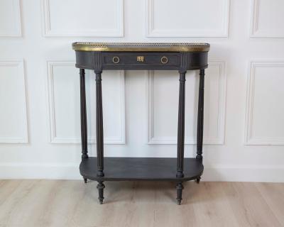 Mid 19th Century Swedish Ebonized Console Table with Brass Gallery and Slate Top