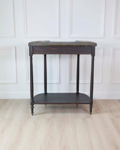 Mid 19th Century Swedish Ebonized Console Table with Brass Gallery and Slate Top