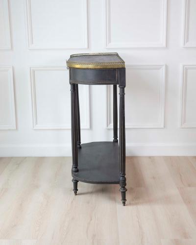 Mid 19th Century Swedish Ebonized Console Table with Brass Gallery and Slate Top