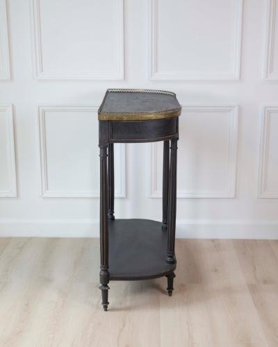 Mid 19th Century Swedish Ebonized Console Table with Brass Gallery and Slate Top