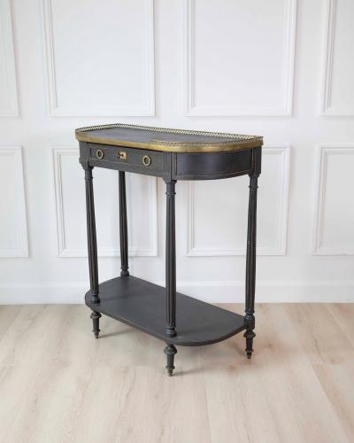 Mid 19th Century Swedish Ebonized Console Table with Brass Gallery and Slate Top