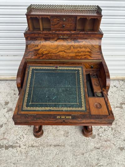 Mid 19th Century Victorian Burlwood Pop Up Davenport
