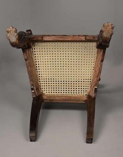 Mid 19th century Anglo Indian carved padouk open armchair
