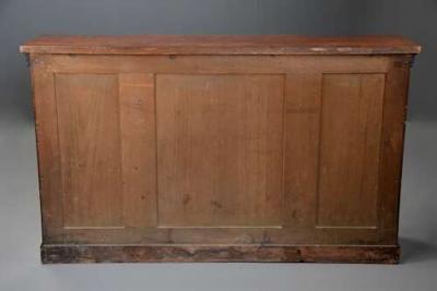 Mid 19th century mahogany breakfront bookcase with Gothic influence