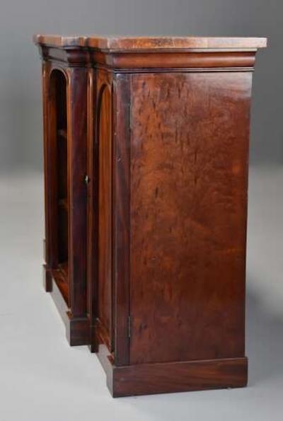 Mid 19th century mahogany breakfront bookcase with Gothic influence