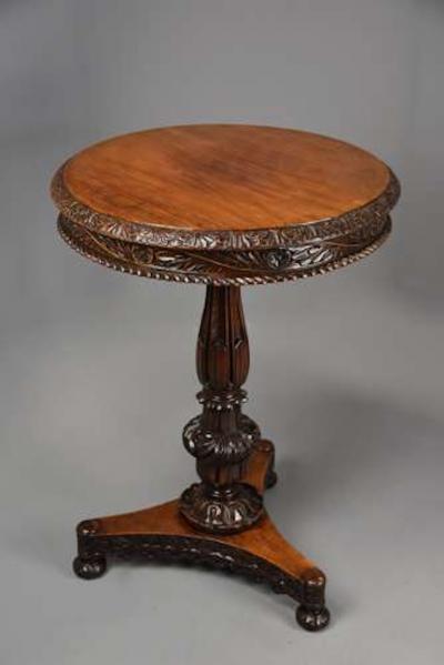 Mid 19thc Anglo Indian padouk circular tilt top occasional table