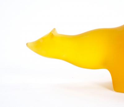 Mid 20th Century Amber Orange Decorative Sculpture Of A Bear
