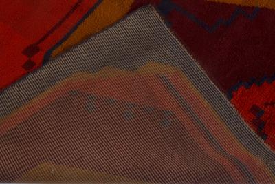 Mid 20th Century Art Deco Design Black Brown Gold Orange Handmade Wool Rug
