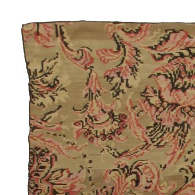 Mid 20th Century Bessarabian Beige Pink Brown Bold Botanic Handmade Wool Rug