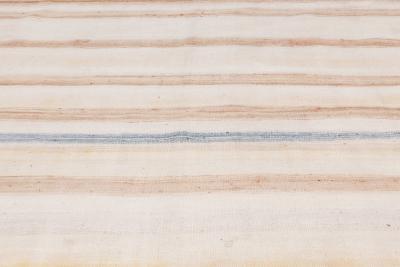 Mid 20th Century Blue Brown and Beige Striped Indian Dhurrie Cotton Rug
