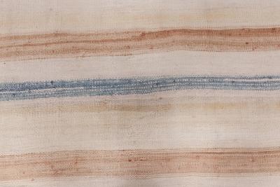 Mid 20th Century Blue Brown and Beige Striped Indian Dhurrie Cotton Rug