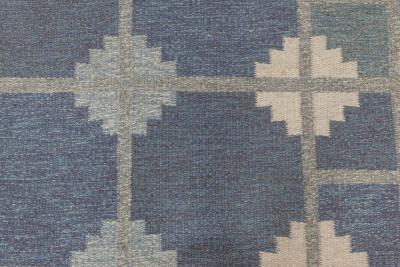 Mid 20th Century Blue Gray Ivory Swedish Snowflake Rug by Ingegerd Silow