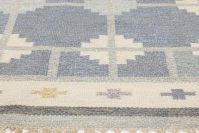 Mid 20th Century Blue Gray Ivory Swedish Snowflake Rug by Ingegerd Silow