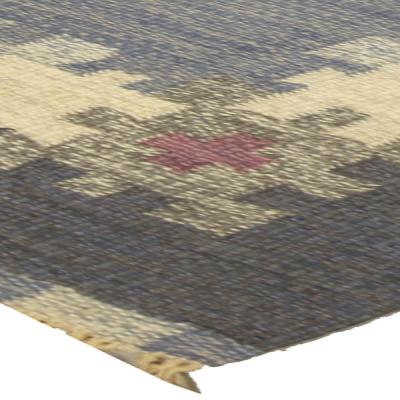 Mid 20th Century Blue Gray Swedish Rug by Ingegert Silow Woven I S