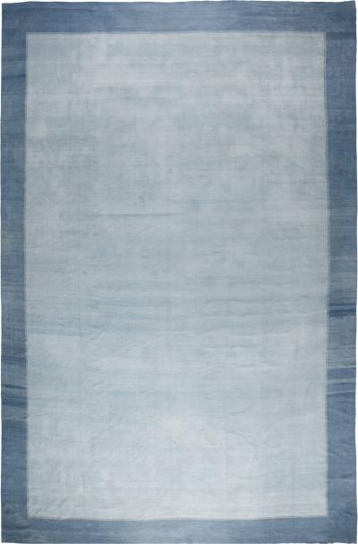 Mid 20th Century Blue Indian Dhurrie Handwoven Cotton Rug