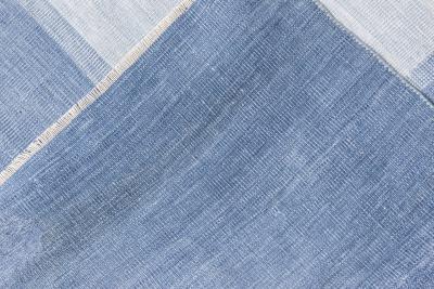 Mid 20th Century Blue Indian Dhurrie Handwoven Cotton Rug