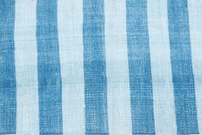 Mid 20th Century Blue Striped Indian Dhurrie Handmade Cotton Rug