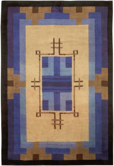 Mid 20th Century Bold French Art Deco Handmade Wool Rug