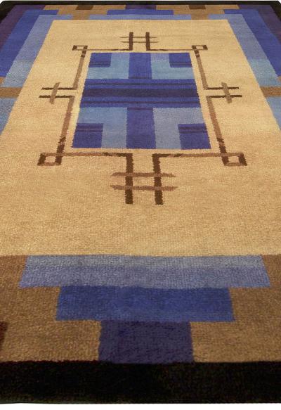 Mid 20th Century Bold French Art Deco Handmade Wool Rug