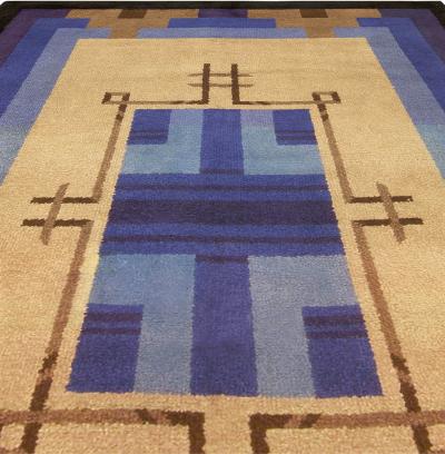 Mid 20th Century Bold French Art Deco Handmade Wool Rug