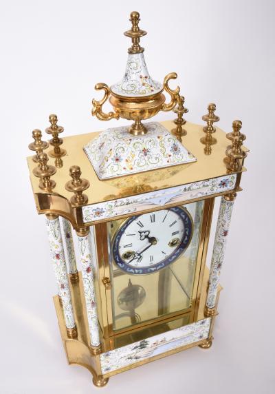 Mid 20th Century Brass Frame Mantel Clock