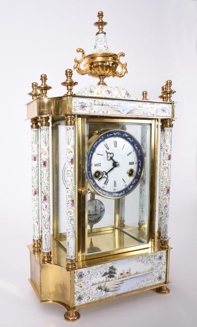 Mid 20th Century Brass Frame Mantel Clock