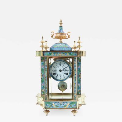 Mid 20th Century Brass or Glass Frame Mantel Clock