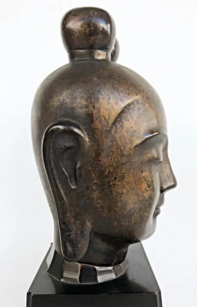 Mid 20th Century Bronze Japanese Buddha Sculpture on Plinth