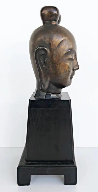 Mid 20th Century Bronze Japanese Buddha Sculpture on Plinth
