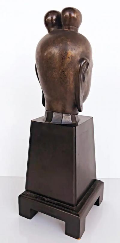 Mid 20th Century Bronze Japanese Buddha Sculpture on Plinth