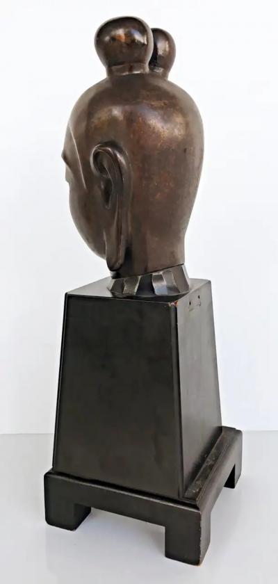 Mid 20th Century Bronze Japanese Buddha Sculpture on Plinth