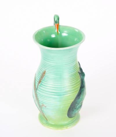Mid 20th Century Burleigh Ware England Green Ceramic Heron Pitcher