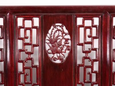 Mid 20th Century Chinese Carved Rosewood Long Bench Sofa