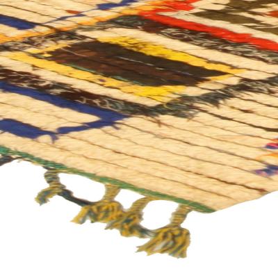 Mid 20th Century Colorful Grid Design Moroccan Handmade Wool and Cotton Rug