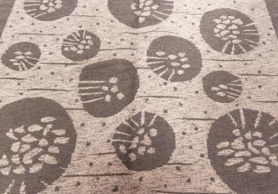 Mid 20th Century Double Sided Botanic Gray Swedish Flat Weave Wool Rug by Orsa