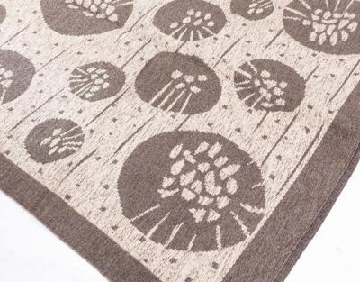 Mid 20th Century Double Sided Botanic Gray Swedish Flat Weave Wool Rug by Orsa
