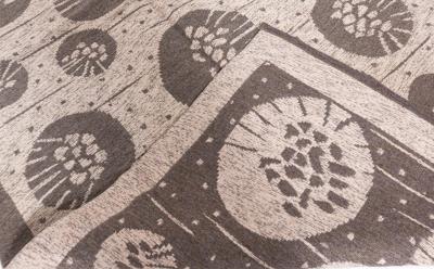 Mid 20th Century Double Sided Botanic Gray Swedish Flat Weave Wool Rug by Orsa