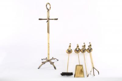 Mid 20th Century European Brass Fireplace Tool Accessories